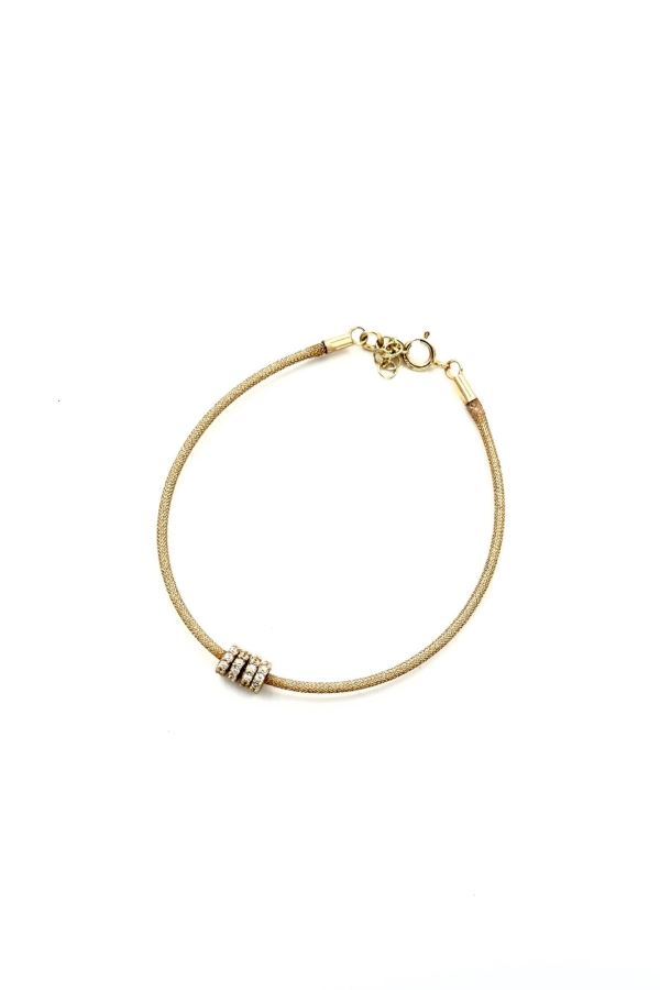  14 Ayar Altın İp Halkalı Uc Bileklik