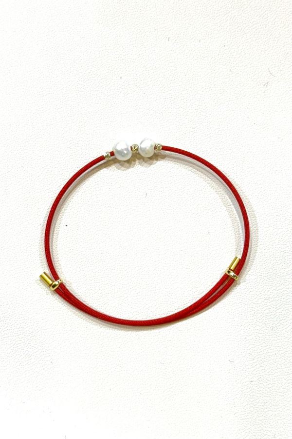  14 Ayar Altın ve İnci İpek Bileklik