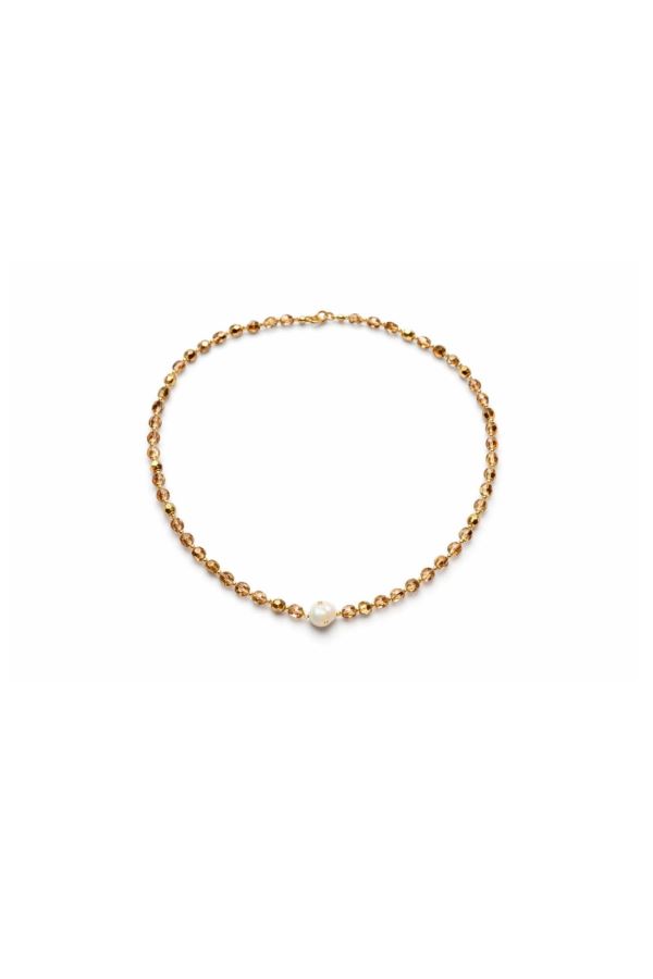  GOLD PEARL SWAROVSKİ KOLYE