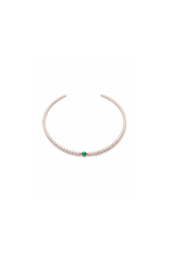  14 AYAR ALTIN TURKUAZ TAŞLI İNCİ KOLYE 